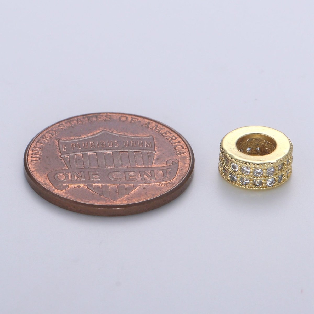 14K Gold Filled CZ Micro Pave Round Wheel Spacer Beads, Cubic Zirconia Rondelle Spacer Bead for Bracelet Necklace B-695