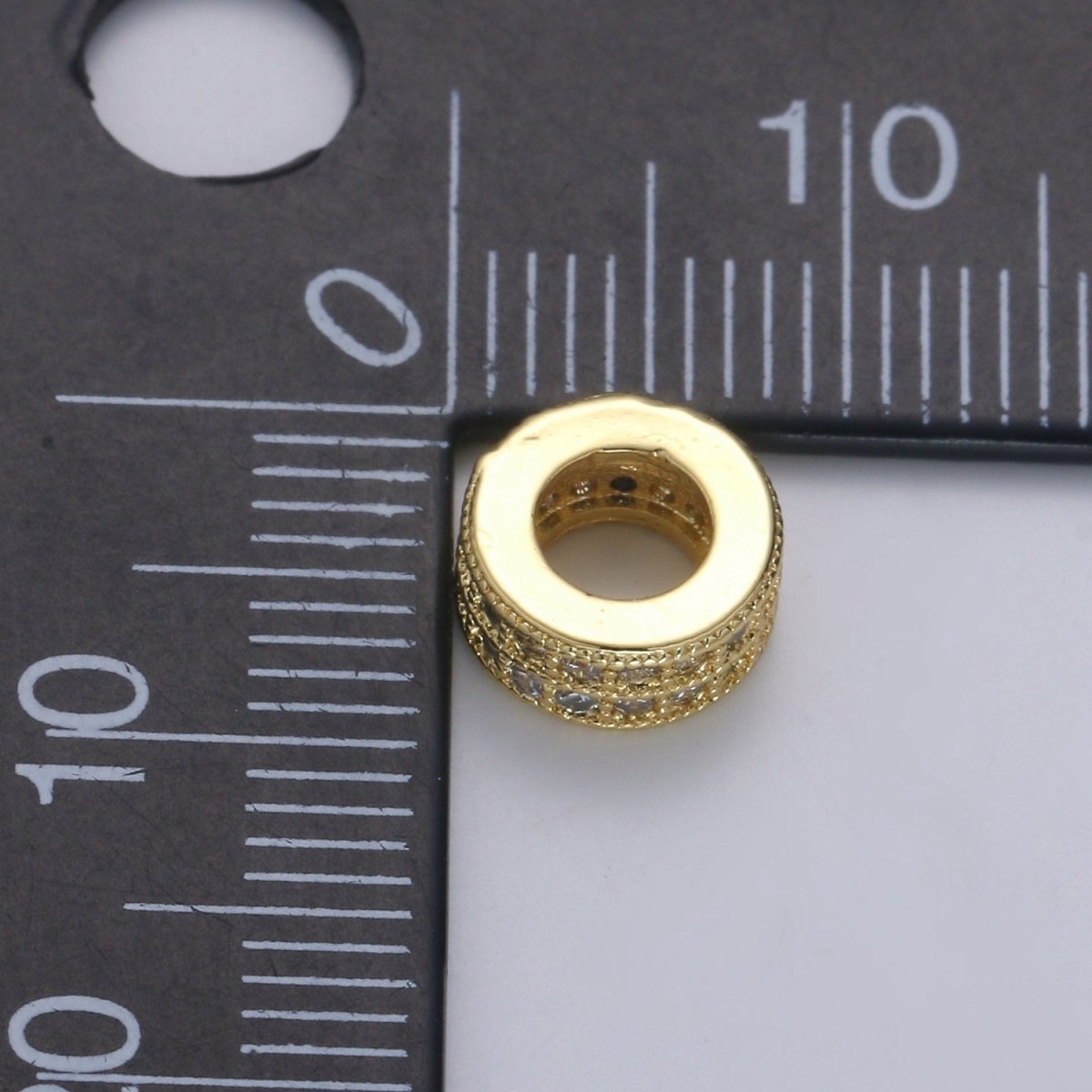 14K Gold Filled CZ Micro Pave Round Wheel Spacer Beads, Cubic Zirconia Rondelle Spacer Bead for Bracelet Necklace B-695