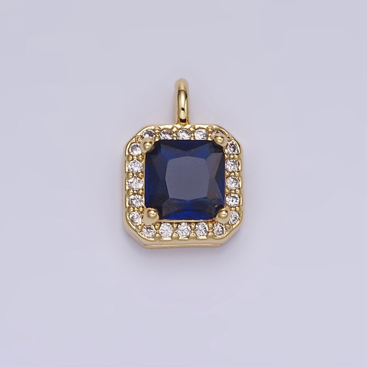 14K Gold Filled Birthstone CZ Micro Paved Square Edged Charm in Gold & Silver | W684 - W695