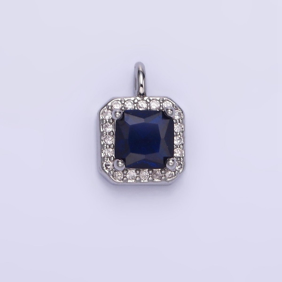 14K Gold Filled Birthstone CZ Micro Paved Square Edged Charm in Gold & Silver | W684 - W695