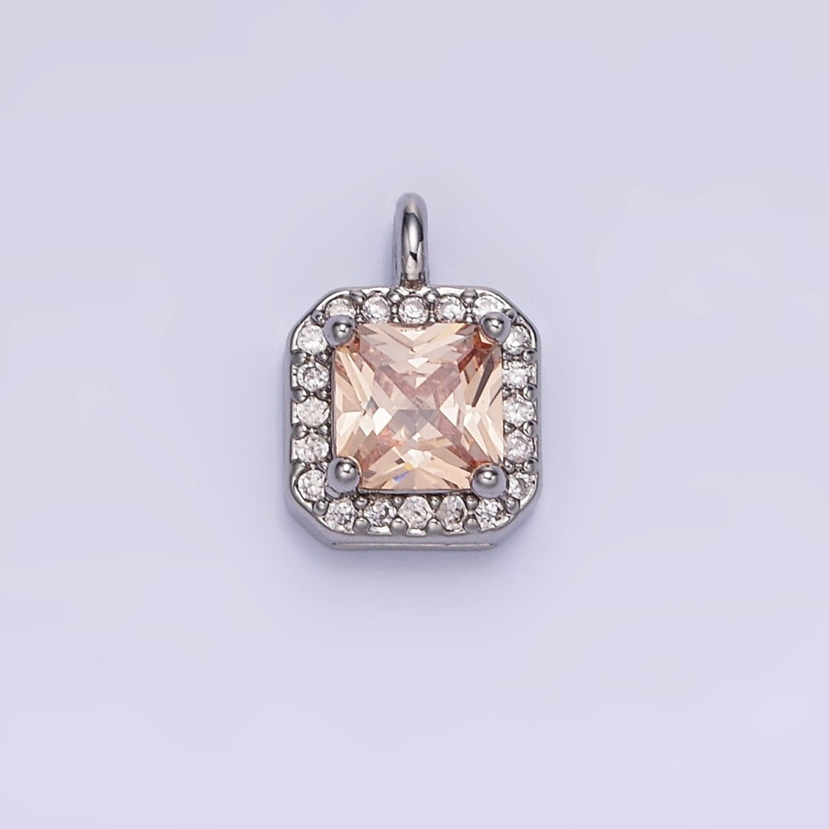 14K Gold Filled Birthstone CZ Micro Paved Square Edged Charm in Gold & Silver | W684 - W695
