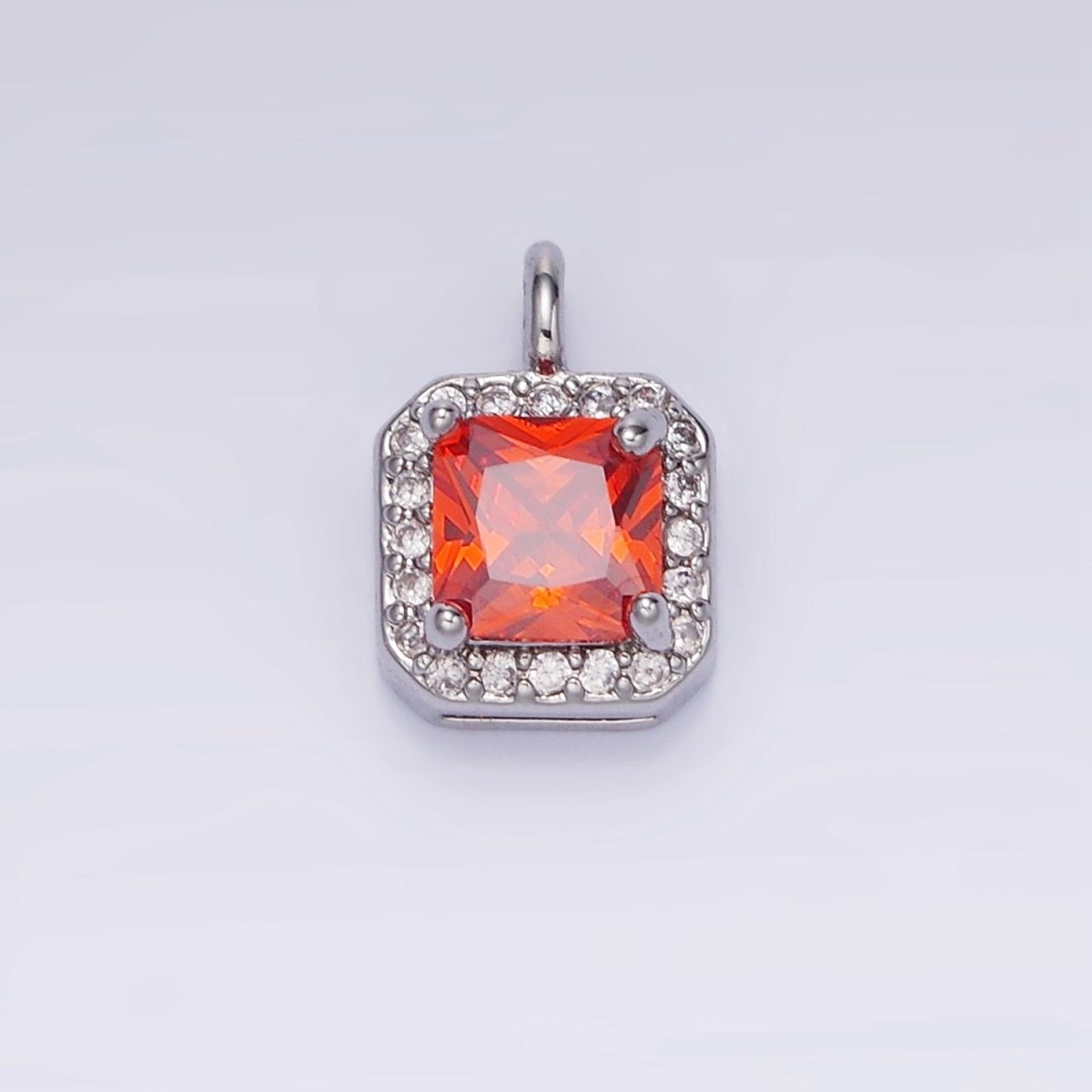 14K Gold Filled Birthstone CZ Micro Paved Square Edged Charm in Gold & Silver | W684 - W695
