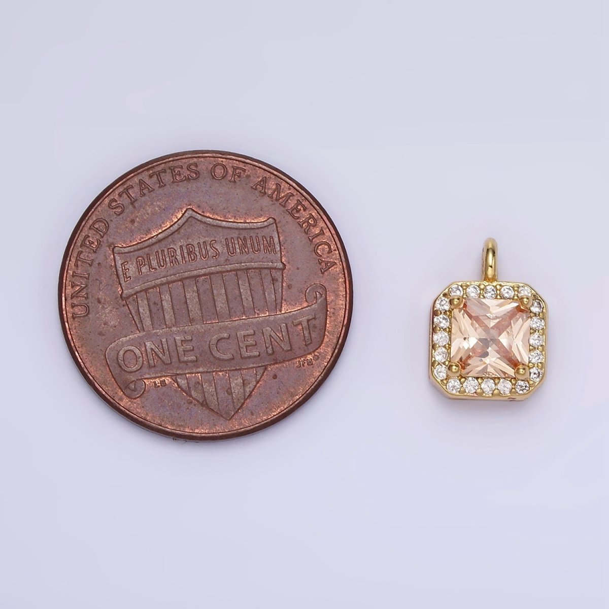 14K Gold Filled Birthstone CZ Micro Paved Square Edged Charm in Gold & Silver | W684 - W695
