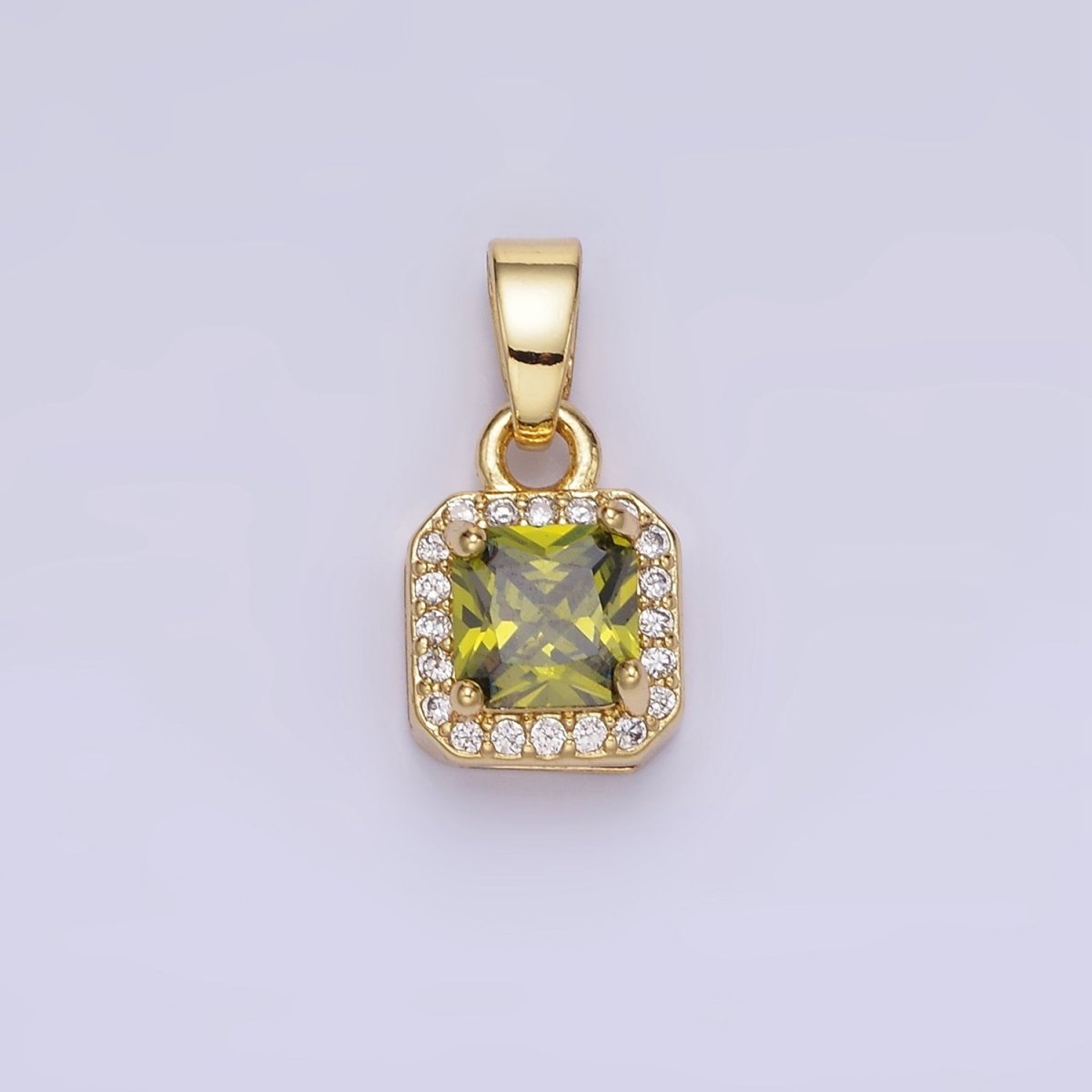 14K Gold Filled CZ Micro Paved Edged Square Pendant in Gold & Silver | AA1270 - AA1280 - DLUXCA