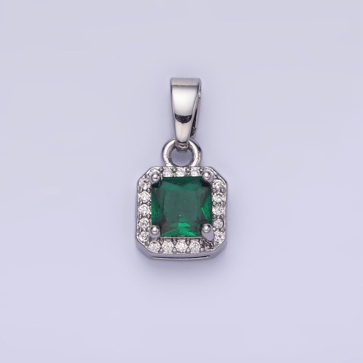 14K Gold Filled CZ Micro Paved Edged Square Pendant in Gold & Silver | AA1270 - AA1280 - DLUXCA