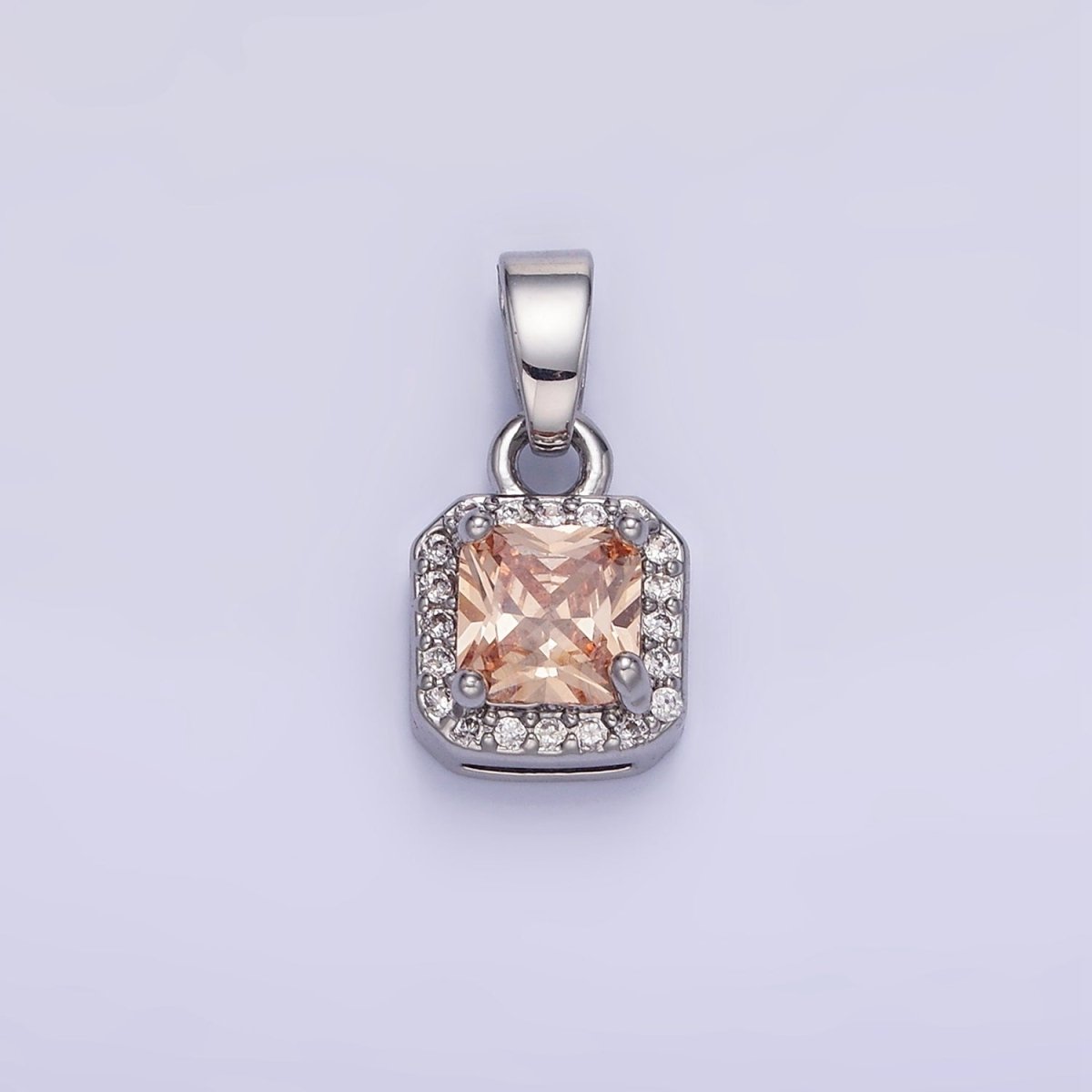 14K Gold Filled CZ Micro Paved Edged Square Pendant in Gold & Silver | AA1270 - AA1280 - DLUXCA