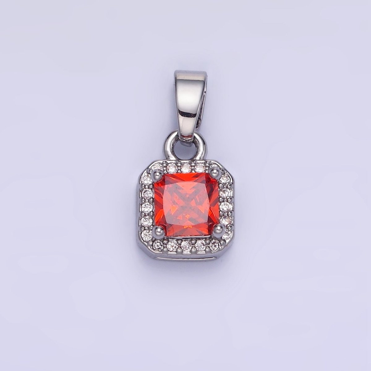 14K Gold Filled CZ Micro Paved Edged Square Pendant in Gold & Silver | AA1270 - AA1280 - DLUXCA