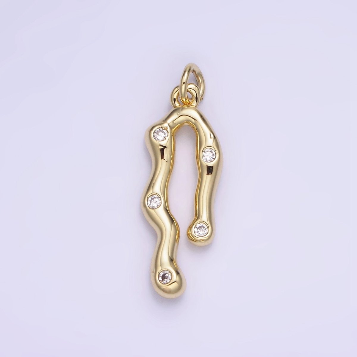 14K Gold Filled CZ Molten Band Charm | AG713 - DLUXCA