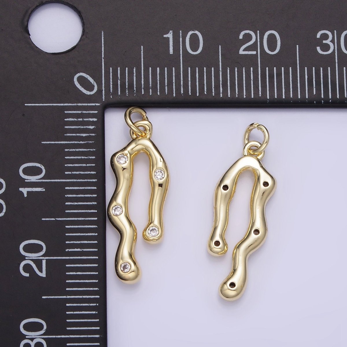 14K Gold Filled CZ Molten Band Charm | AG713 - DLUXCA