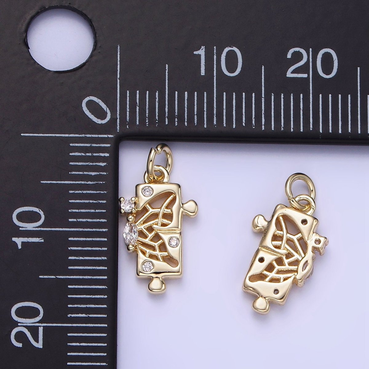 14K Gold Filled CZ Open Filigree Butterfly Wings Puzzle Mini Charm | W649 - DLUXCA