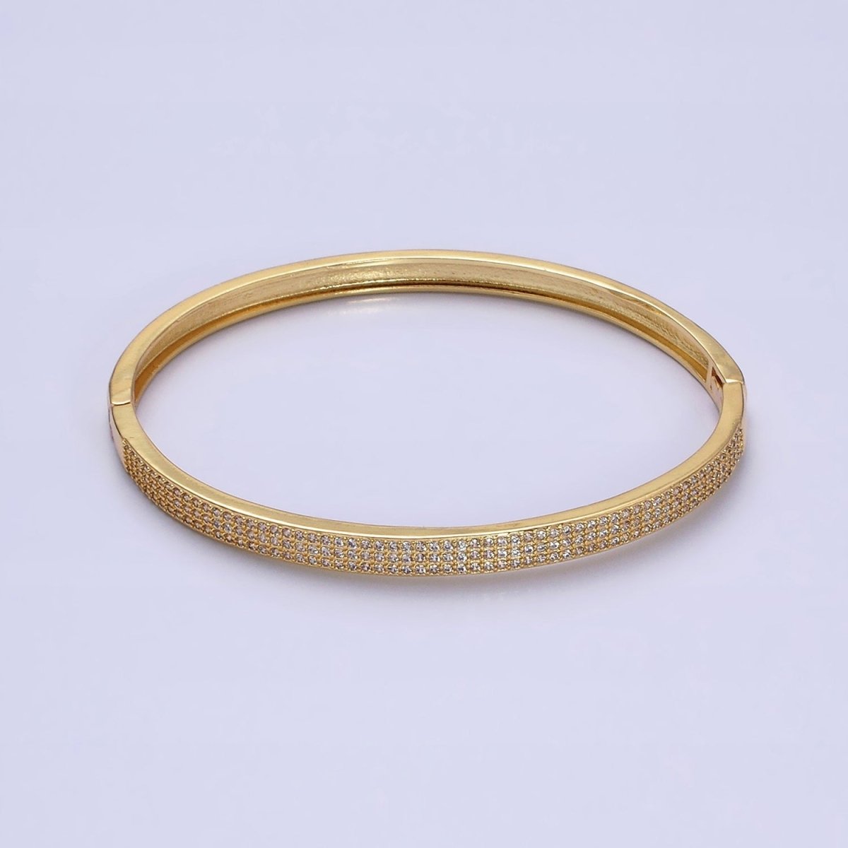 14K Gold Filled CZ Paved Stone Bangle Bracelet Wholesale Jewelry Hinge Locking Bracelet | WA-1761 Clearance Pricing