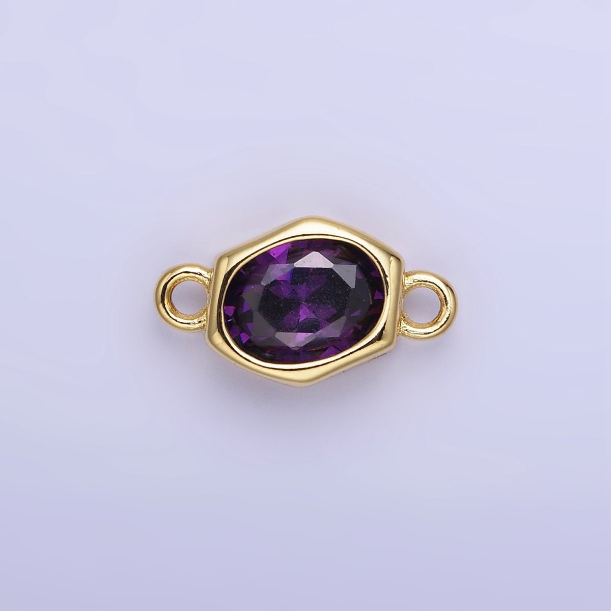 14K Gold Filled CZ Round Hexagonal Edged Connector | G414 - G421