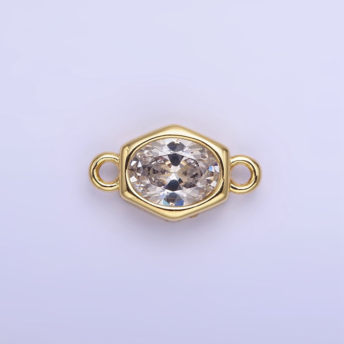 14K Gold Filled CZ Round Hexagonal Edged Connector | G414 - G421