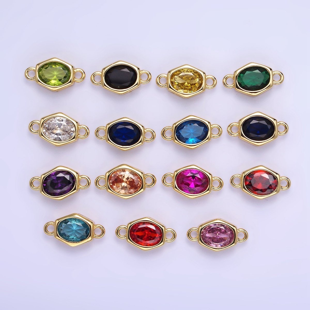 14K Gold Filled CZ Round Hexagonal Edged Connector | G414 - G421