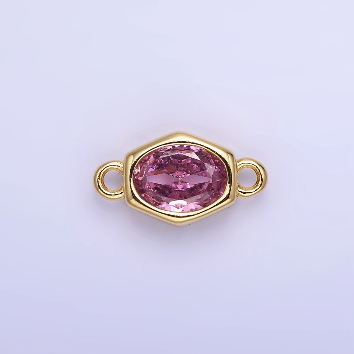 14K Gold Filled CZ Round Hexagonal Edged Connector | G414 - G421