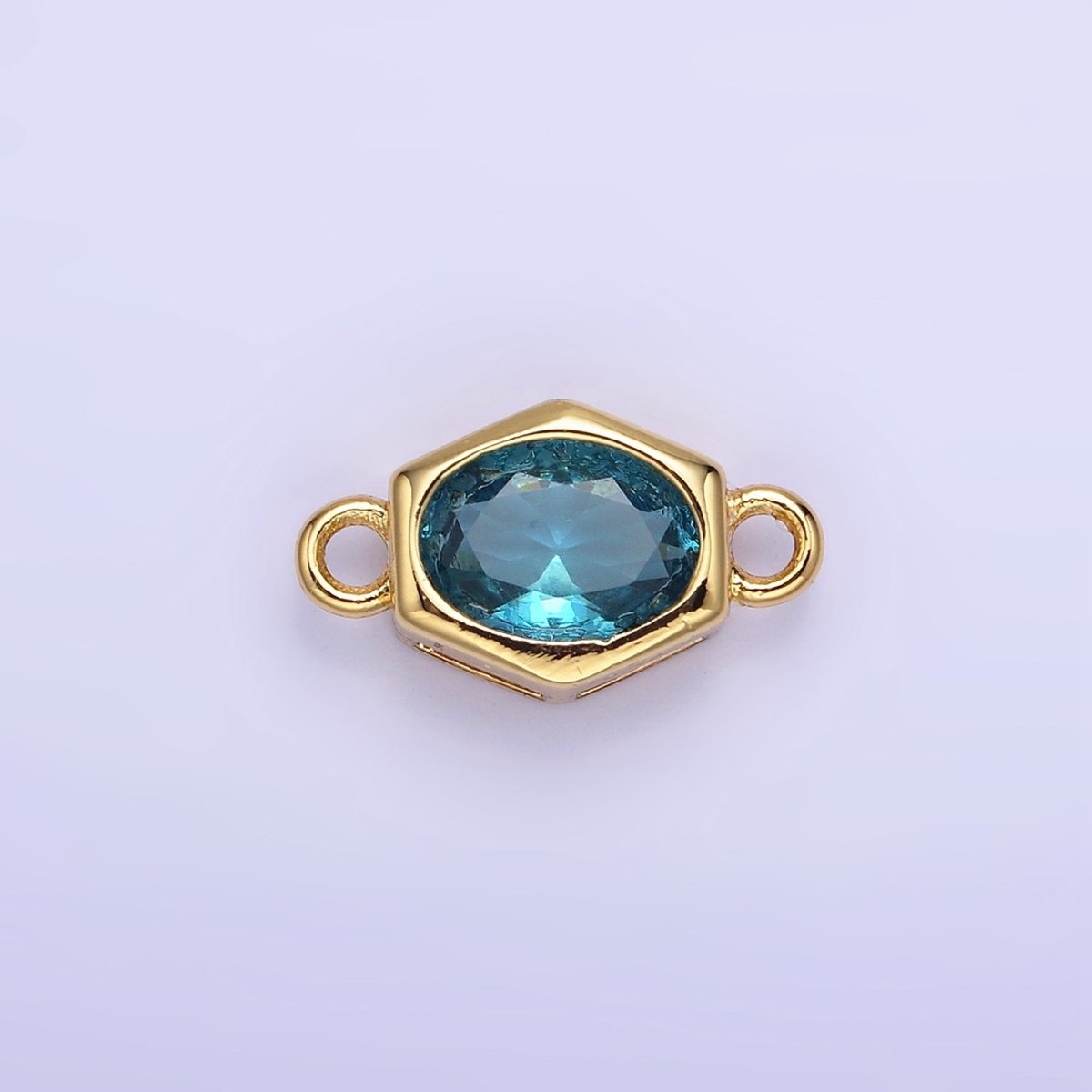 14K Gold Filled CZ Round Hexagonal Edged Connector | G414 - G421