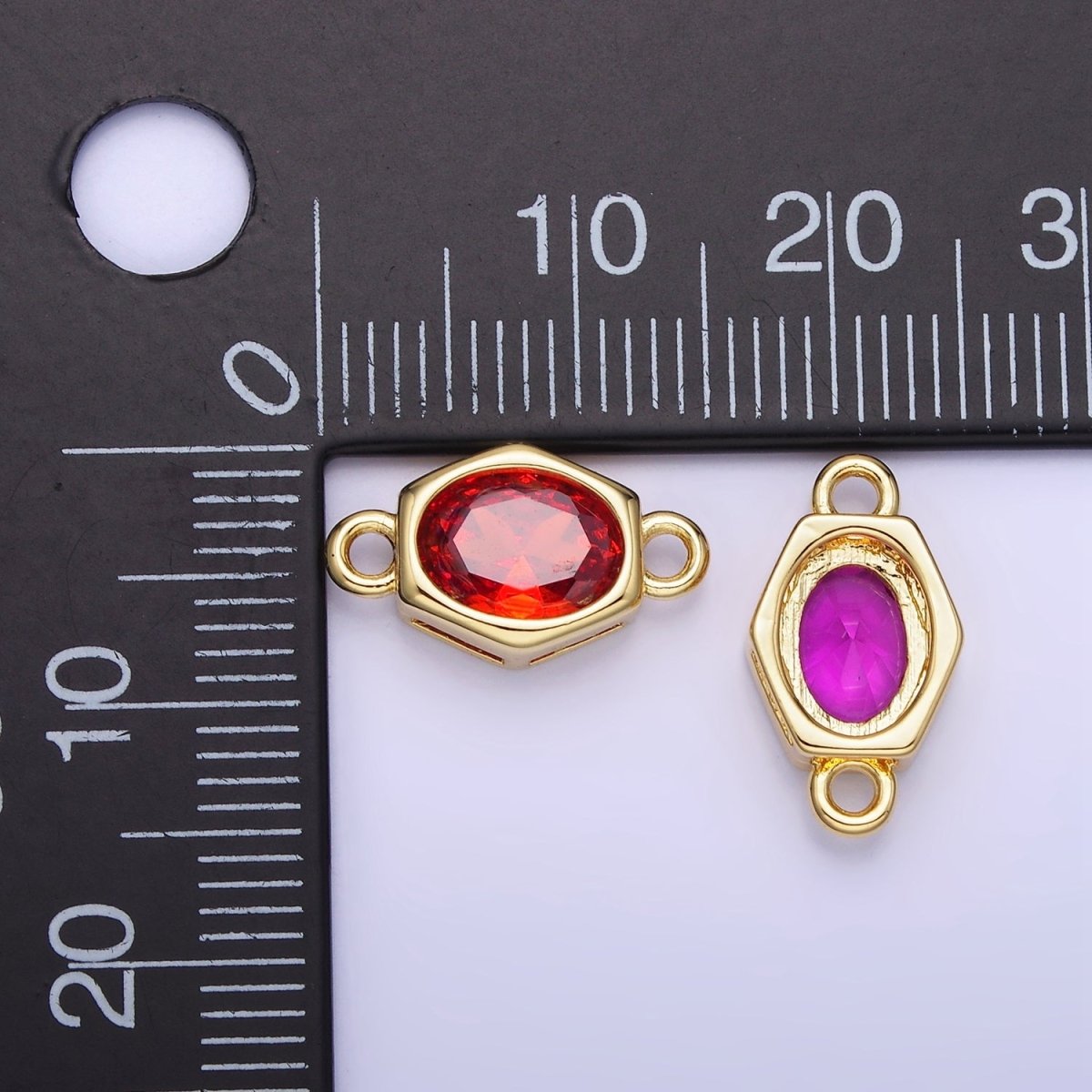 14K Gold Filled CZ Round Hexagonal Edged Connector | G414 - G421