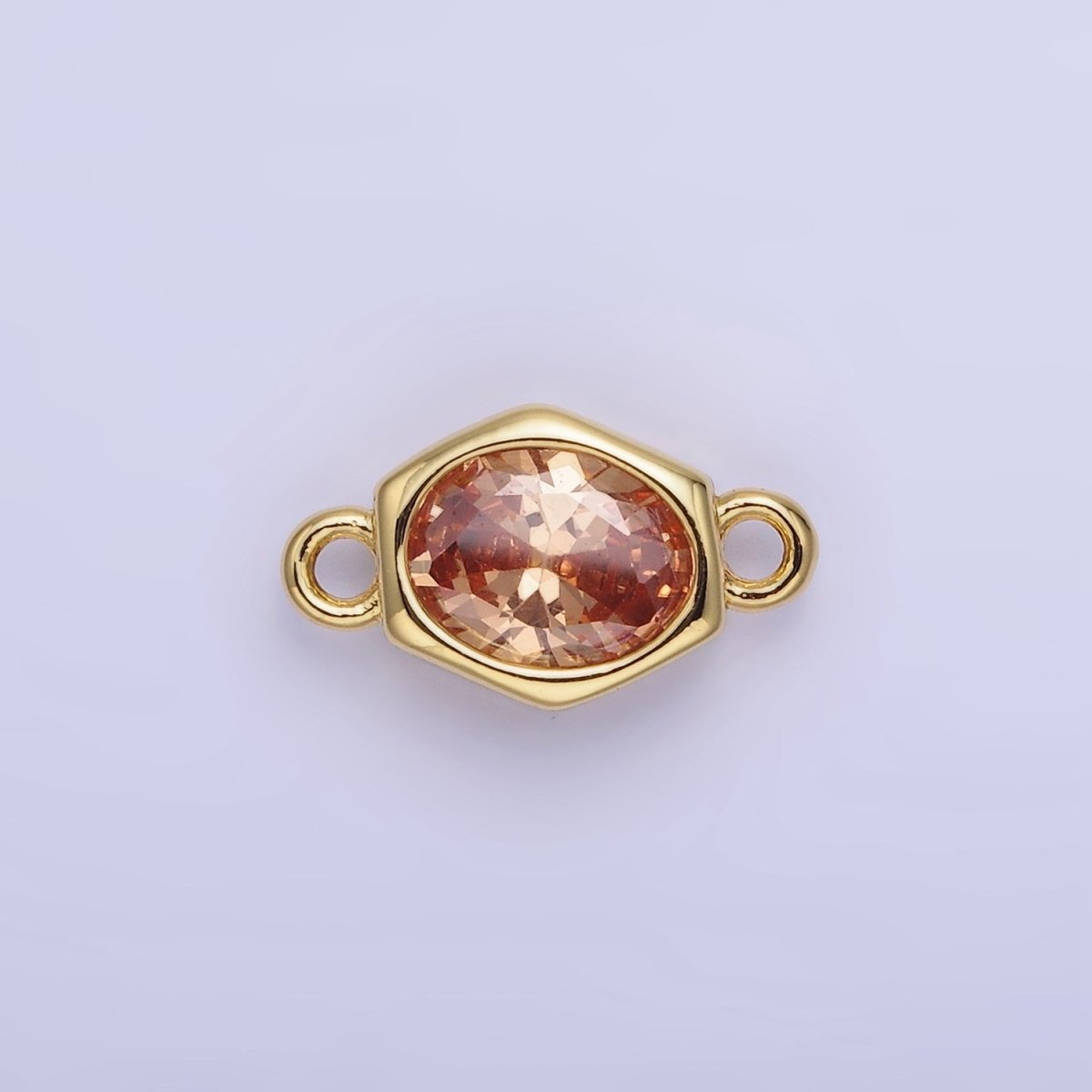 14K Gold Filled CZ Round Hexagonal Edged Connector | G414 - G421