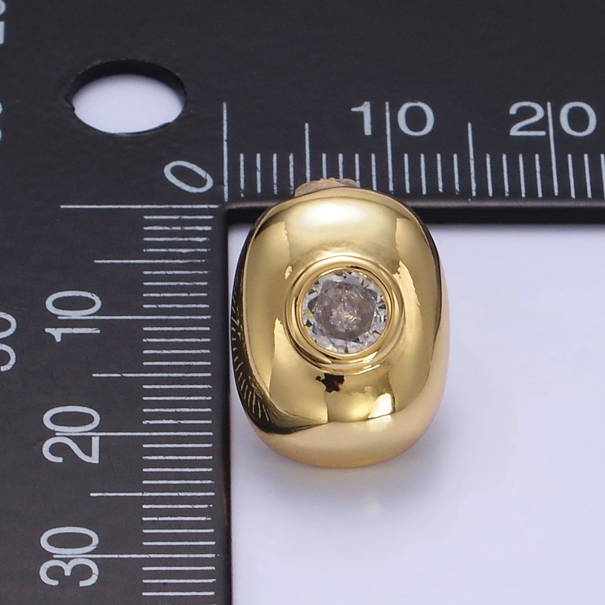 14K Gold Filled CZ Rounded Oblong Dome Stud Earrings in Gold & Silver | Q133 Q134