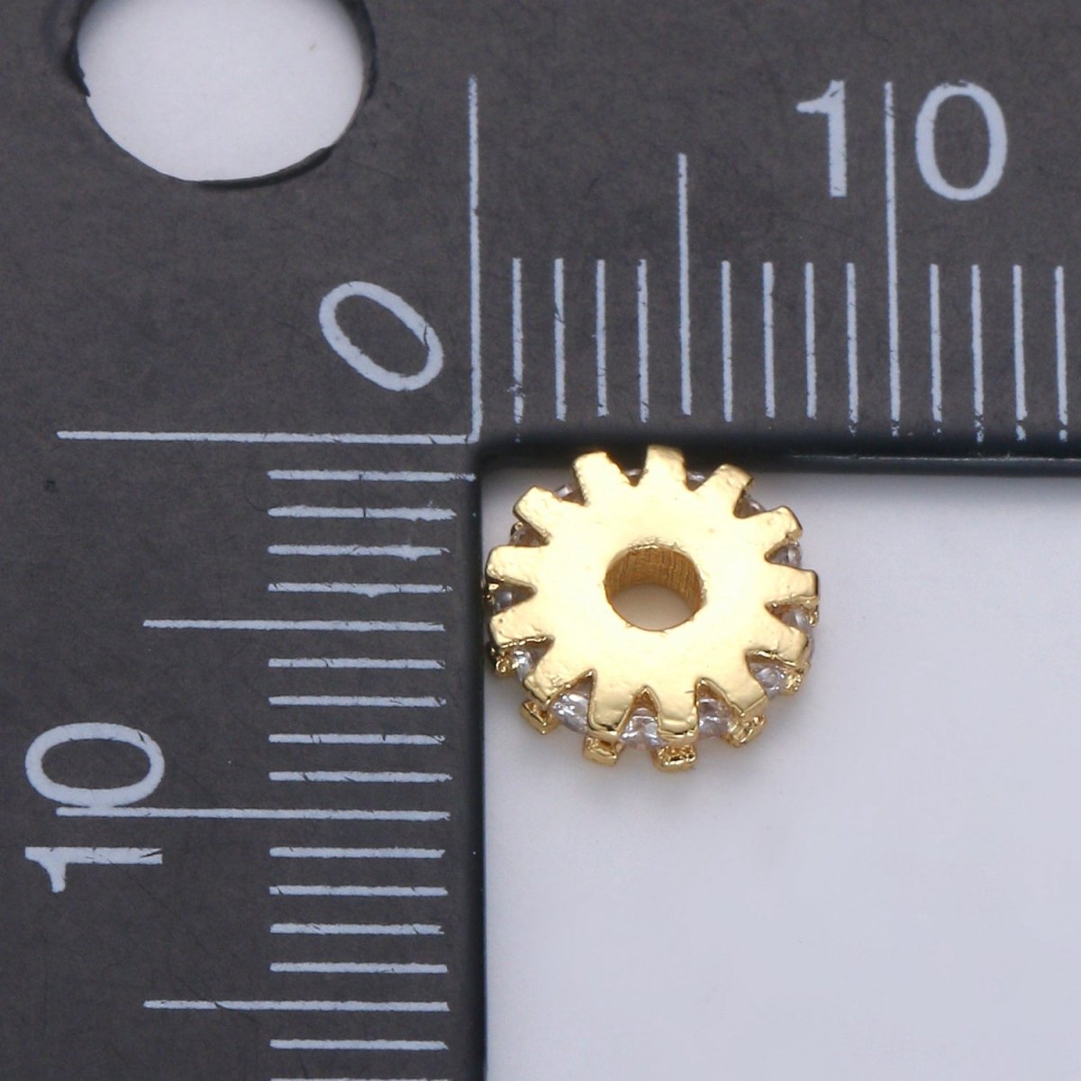 14K Gold Filled CZ Roundels SPACER Bead, Cubic Zirconia CZ Micro Pave Spacer Beads, 8MM B-684