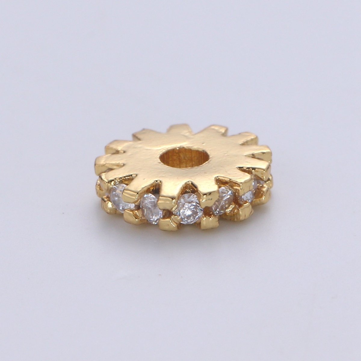 14K Gold Filled CZ Roundels SPACER Bead, Cubic Zirconia CZ Micro Pave Spacer Beads, 8MM B-684