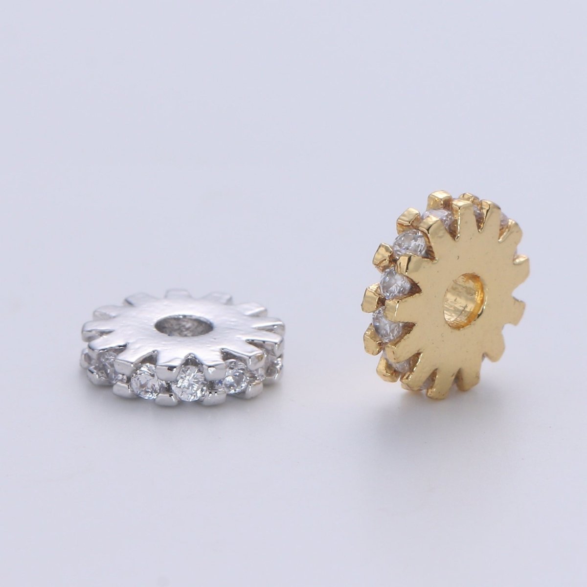 14K Gold Filled CZ Roundels SPACER Bead, Cubic Zirconia CZ Micro Pave Spacer Beads, 8MM B-684