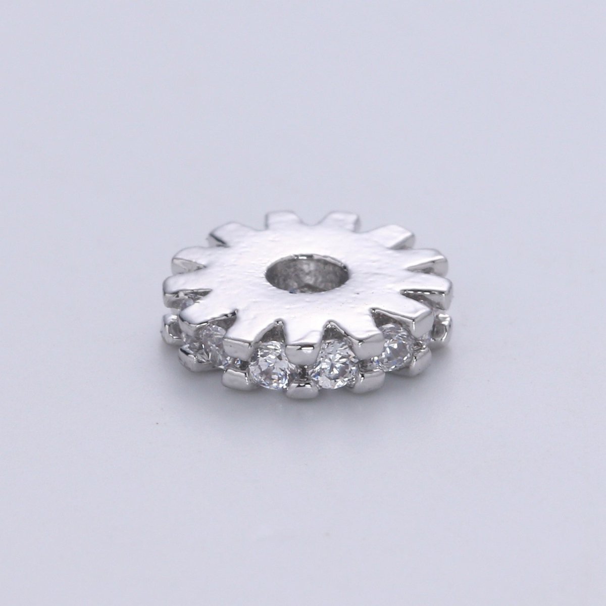 14K Gold Filled CZ Roundels SPACER Bead, Cubic Zirconia CZ Micro Pave Spacer Beads, 8MM B-684