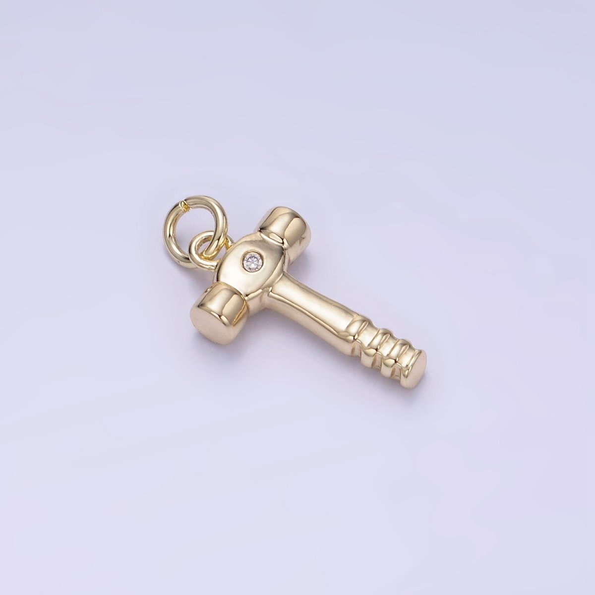 14K Gold Filled CZ Sledge Hammer Construction Tool Mini Charm | W560 - DLUXCA