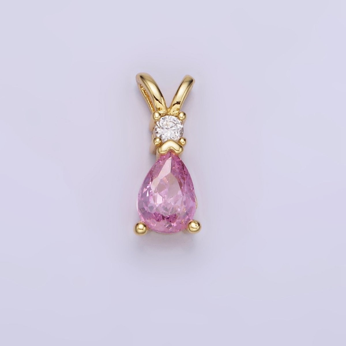 14K Gold Filled CZ Teardrop Birthstone Double Bail Pendant in Gold & Silver | AA1207 - AA1218