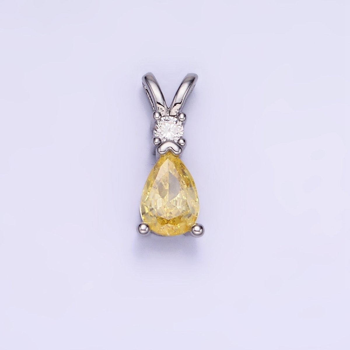 14K Gold Filled CZ Teardrop Birthstone Double Bail Pendant in Gold & Silver | AA1207 - AA1218