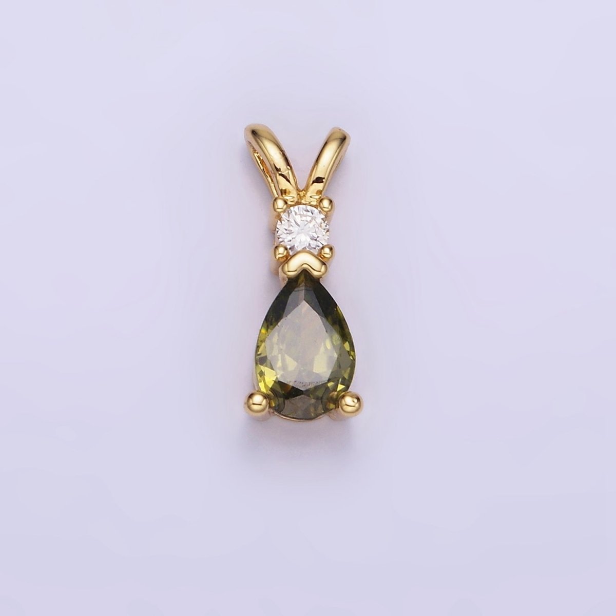 14K Gold Filled CZ Teardrop Birthstone Double Bail Pendant in Gold & Silver | AA1207 - AA1218
