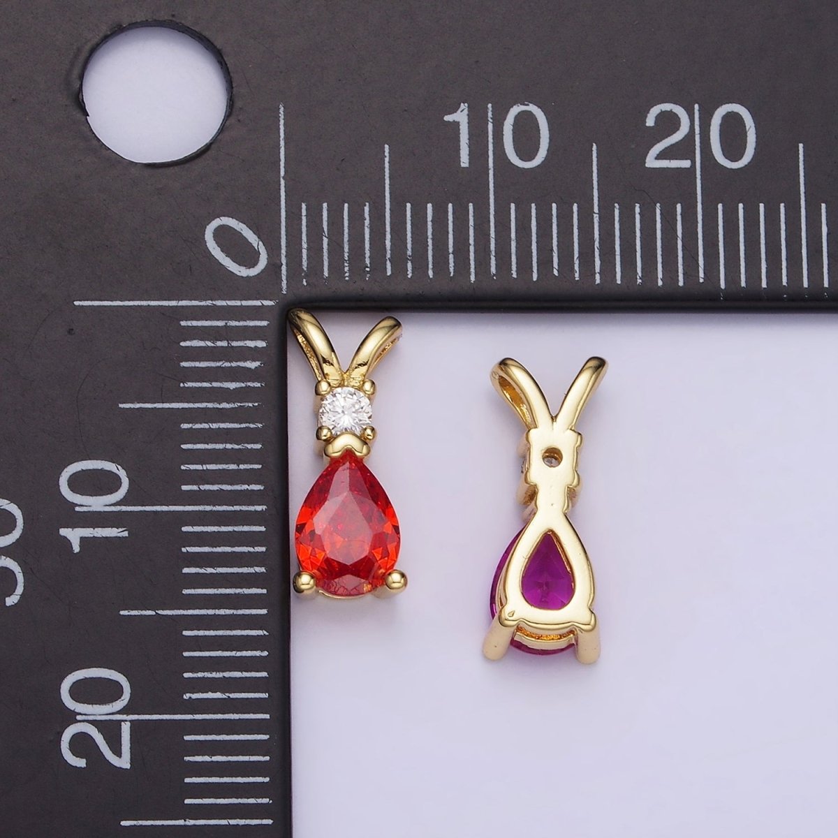 14K Gold Filled CZ Teardrop Birthstone Double Bail Pendant in Gold & Silver | AA1207 - AA1218
