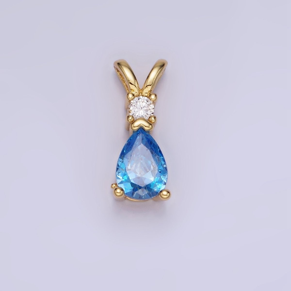 14K Gold Filled CZ Teardrop Birthstone Double Bail Pendant in Gold & Silver | AA1207 - AA1218