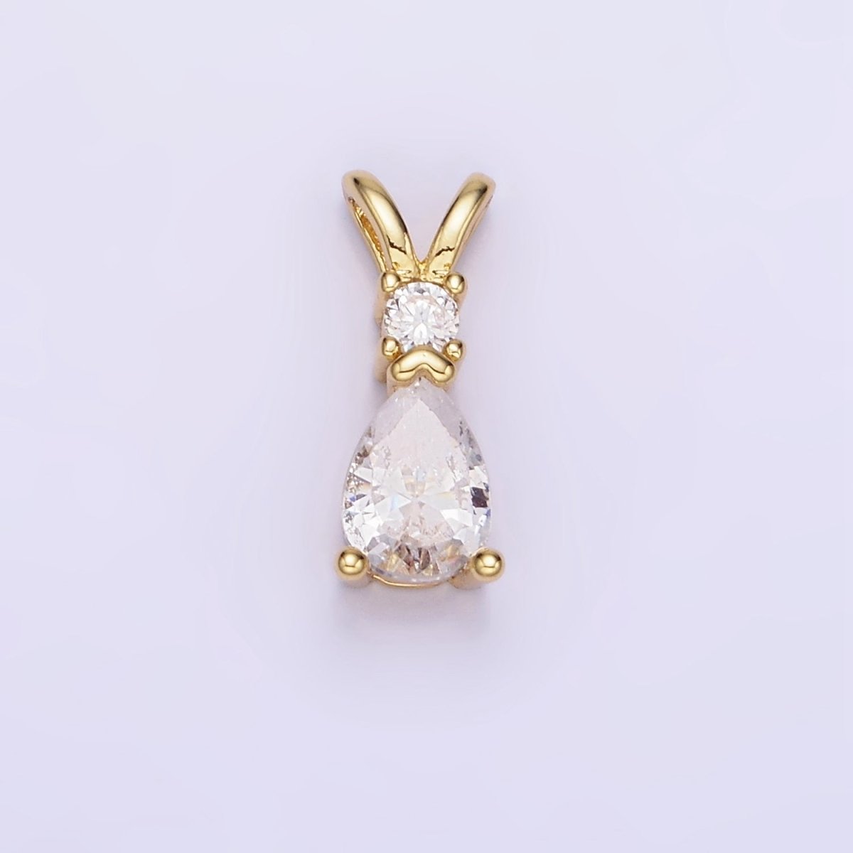 14K Gold Filled CZ Teardrop Birthstone Double Bail Pendant in Gold & Silver | AA1207 - AA1218