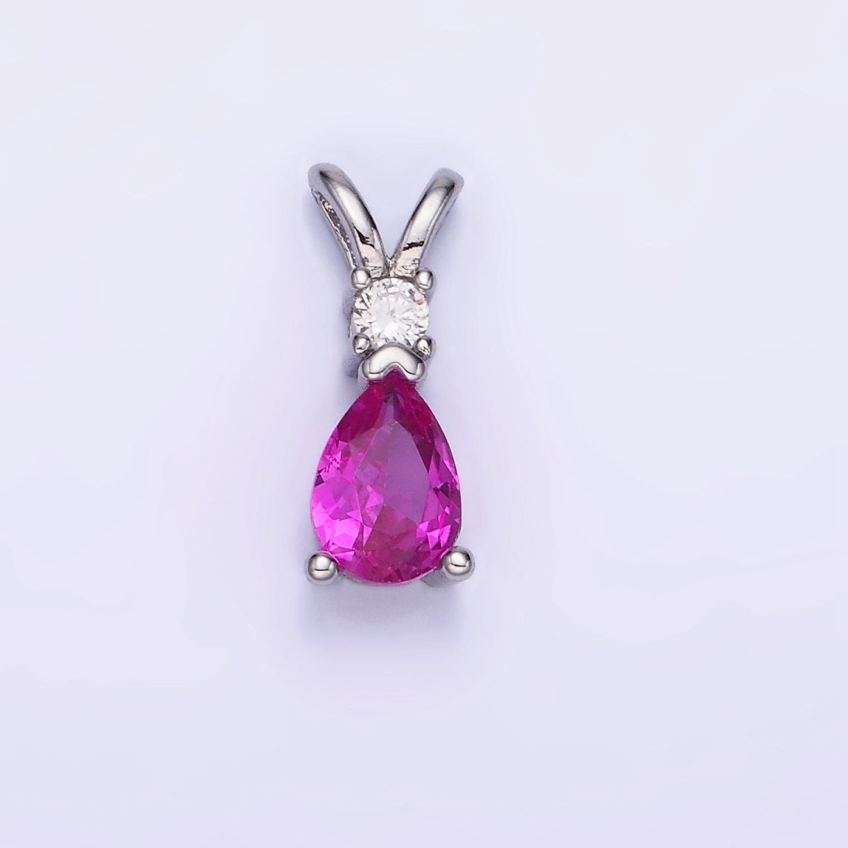 14K Gold Filled CZ Teardrop Birthstone Double Bail Pendant in Gold & Silver | AA1207 - AA1218