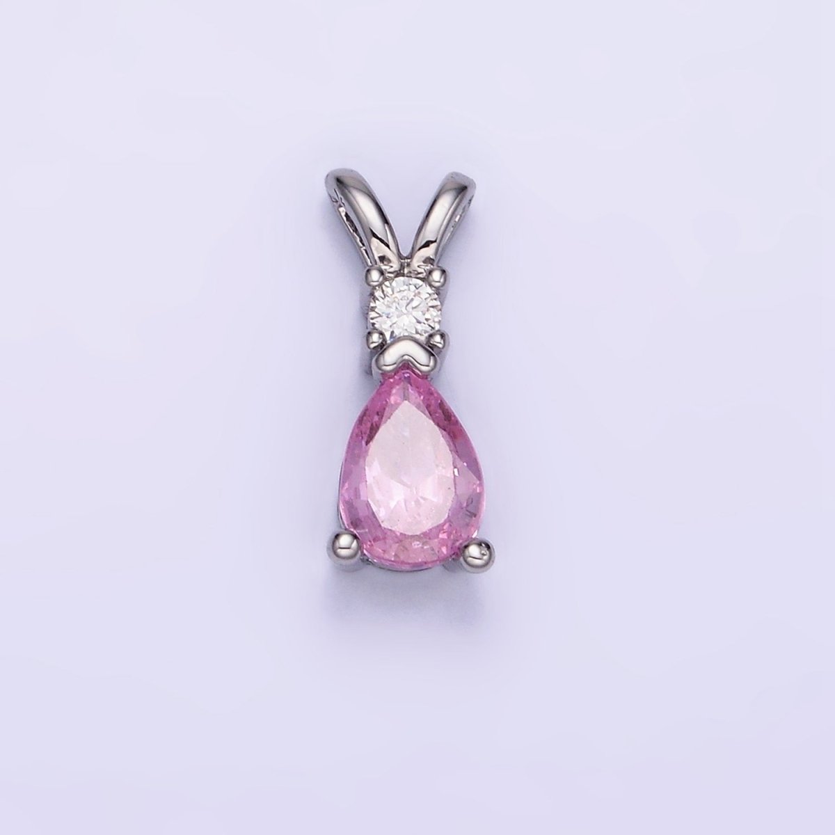 14K Gold Filled CZ Teardrop Birthstone Double Bail Pendant in Gold & Silver | AA1207 - AA1218