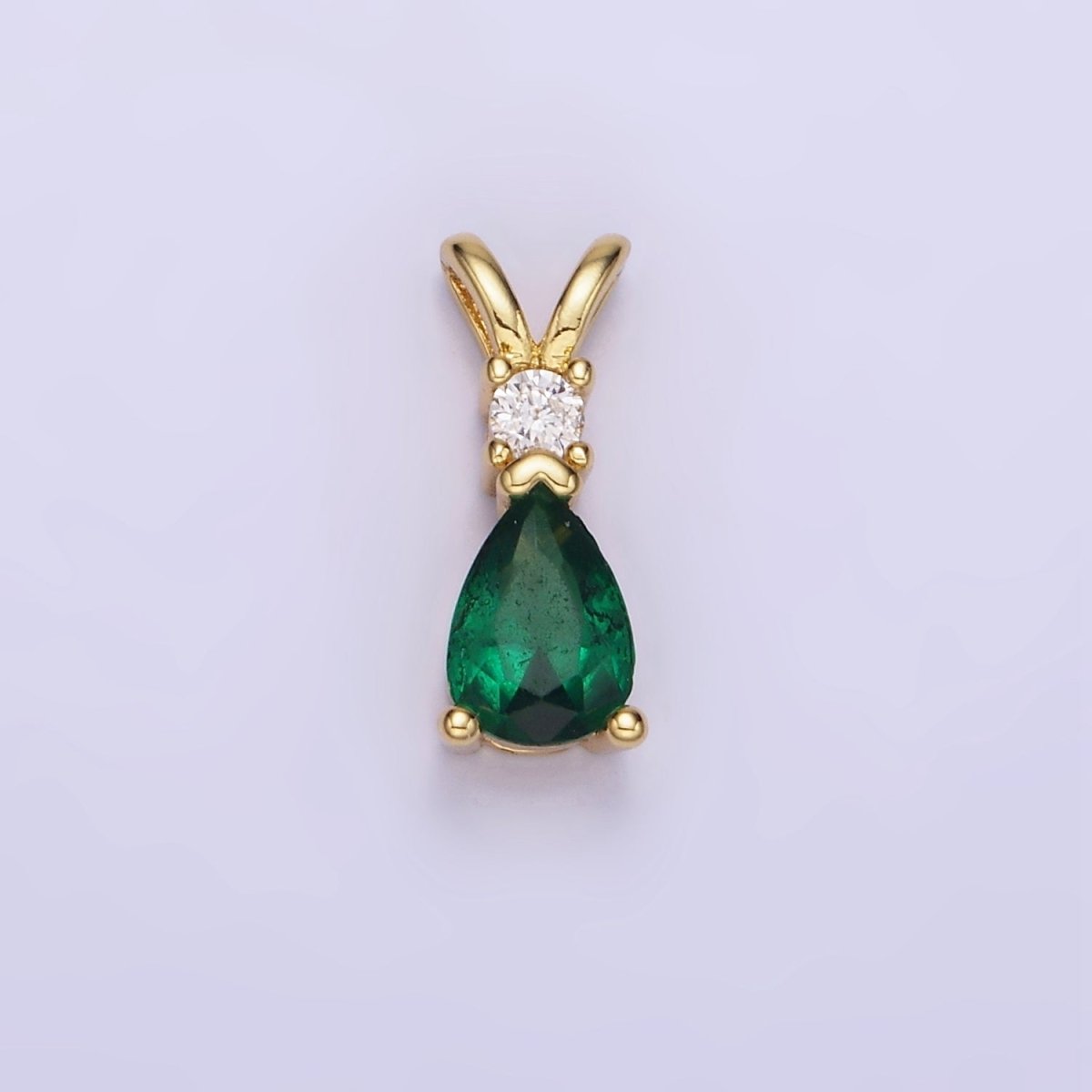 14K Gold Filled CZ Teardrop Birthstone Double Bail Pendant in Gold & Silver | AA1207 - AA1218