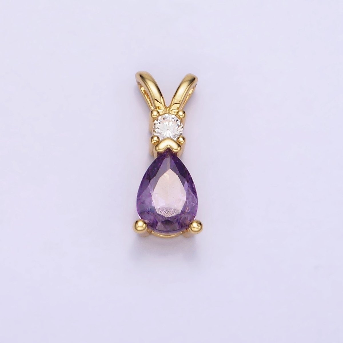 14K Gold Filled CZ Teardrop Birthstone Double Bail Pendant in Gold & Silver | AA1207 - AA1218