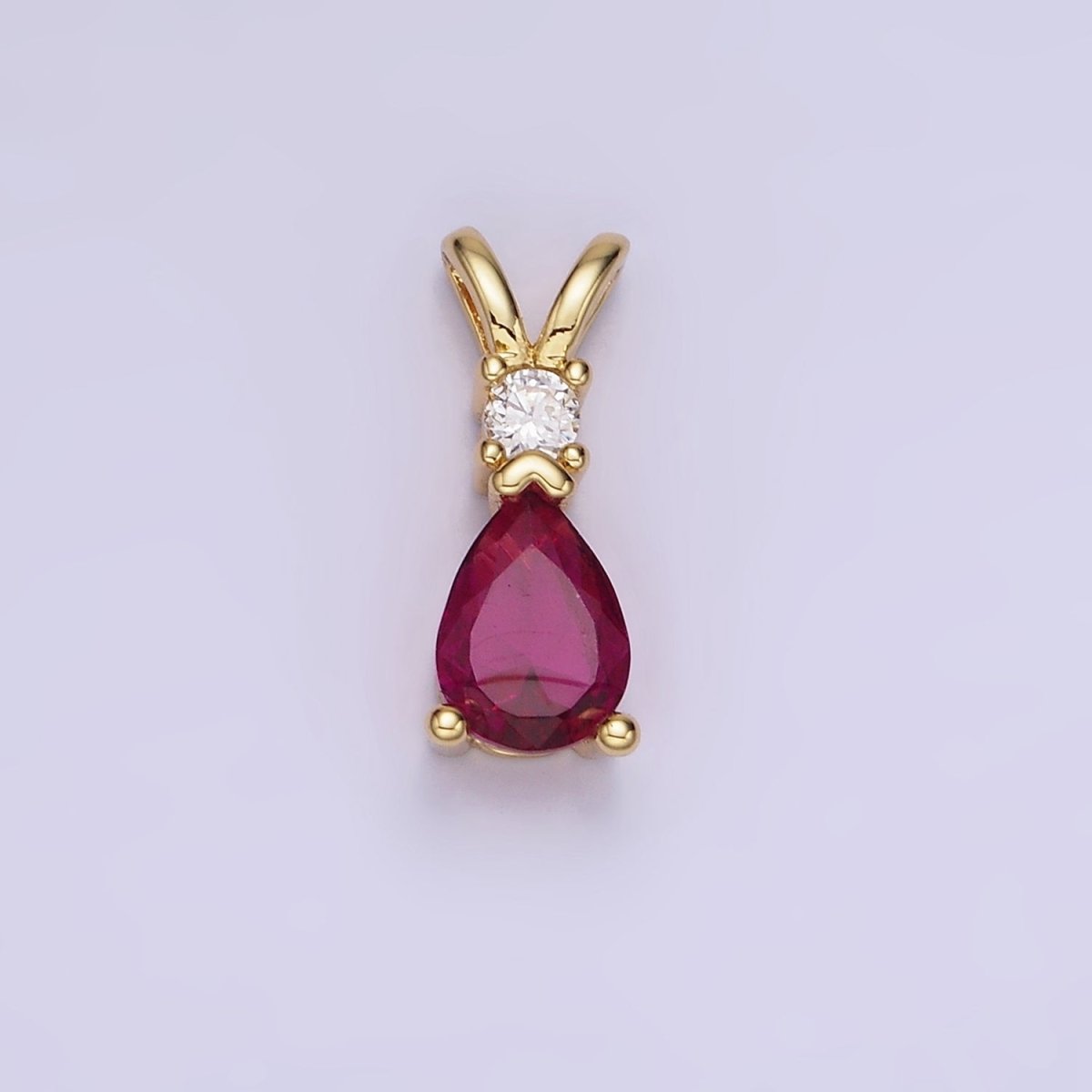 14K Gold Filled CZ Teardrop Birthstone Double Bail Pendant in Gold & Silver | AA1207 - AA1218
