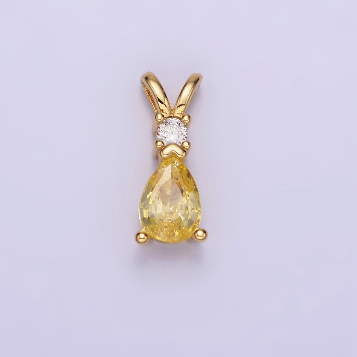14K Gold Filled CZ Teardrop Birthstone Double Bail Pendant in Gold & Silver | AA1207 - AA1218
