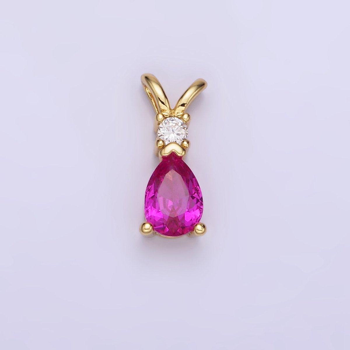14K Gold Filled CZ Teardrop Birthstone Double Bail Pendant in Gold & Silver | AA1207 - AA1218
