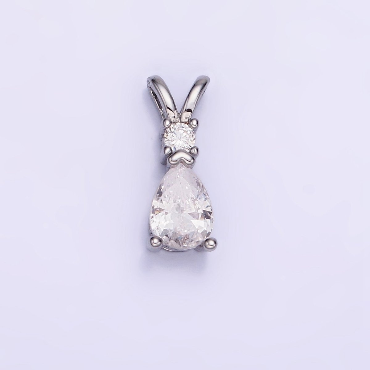 14K Gold Filled CZ Teardrop Birthstone Double Bail Pendant in Gold & Silver | AA1207 - AA1218