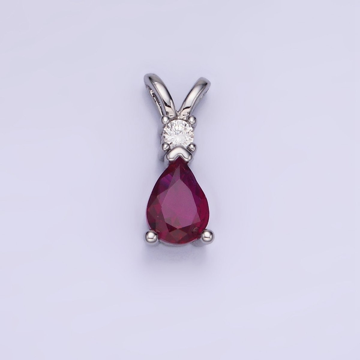 14K Gold Filled CZ Teardrop Birthstone Double Bail Pendant in Gold & Silver | AA1207 - AA1218