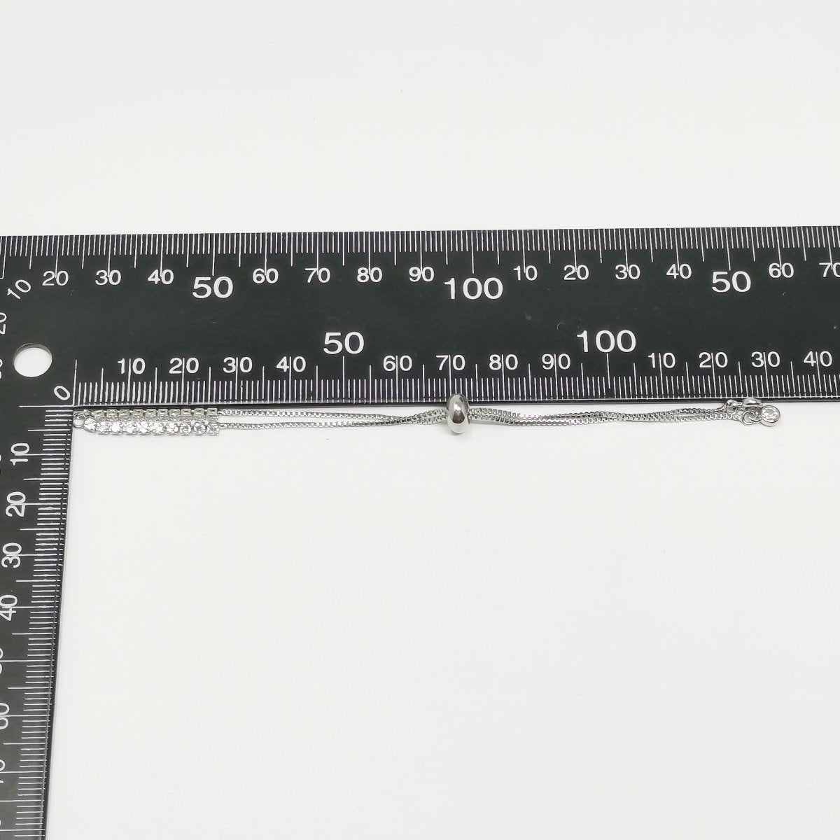 14K Gold Filled CZ Tennis Chain Slider Adjustable Bracelet Findings in Gold & Silver | L473 L474