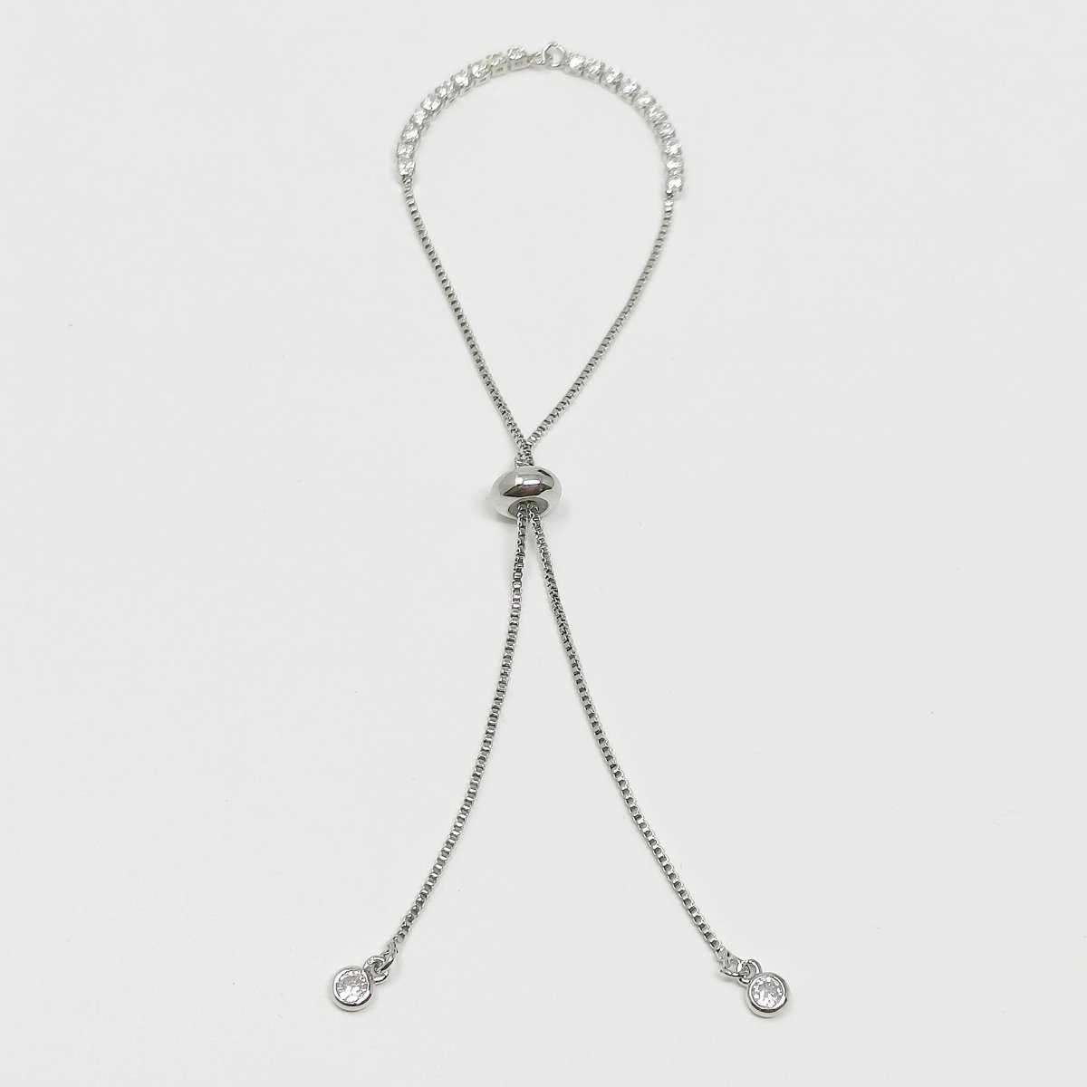 14K Gold Filled CZ Tennis Chain Slider Adjustable Bracelet Findings in Gold & Silver | L473 L474