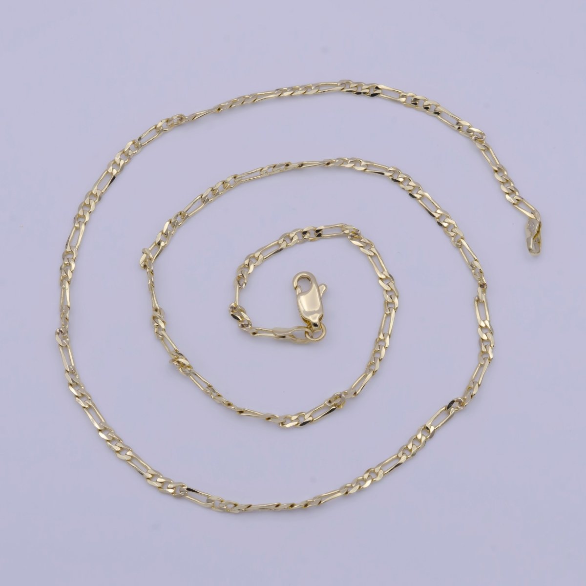 14K Gold Filled Dainty Figaro Chain 17.5 inch Minimalist Necklace 2.5mm Width Ready to Wear | WA-1155 Clearance Pricing