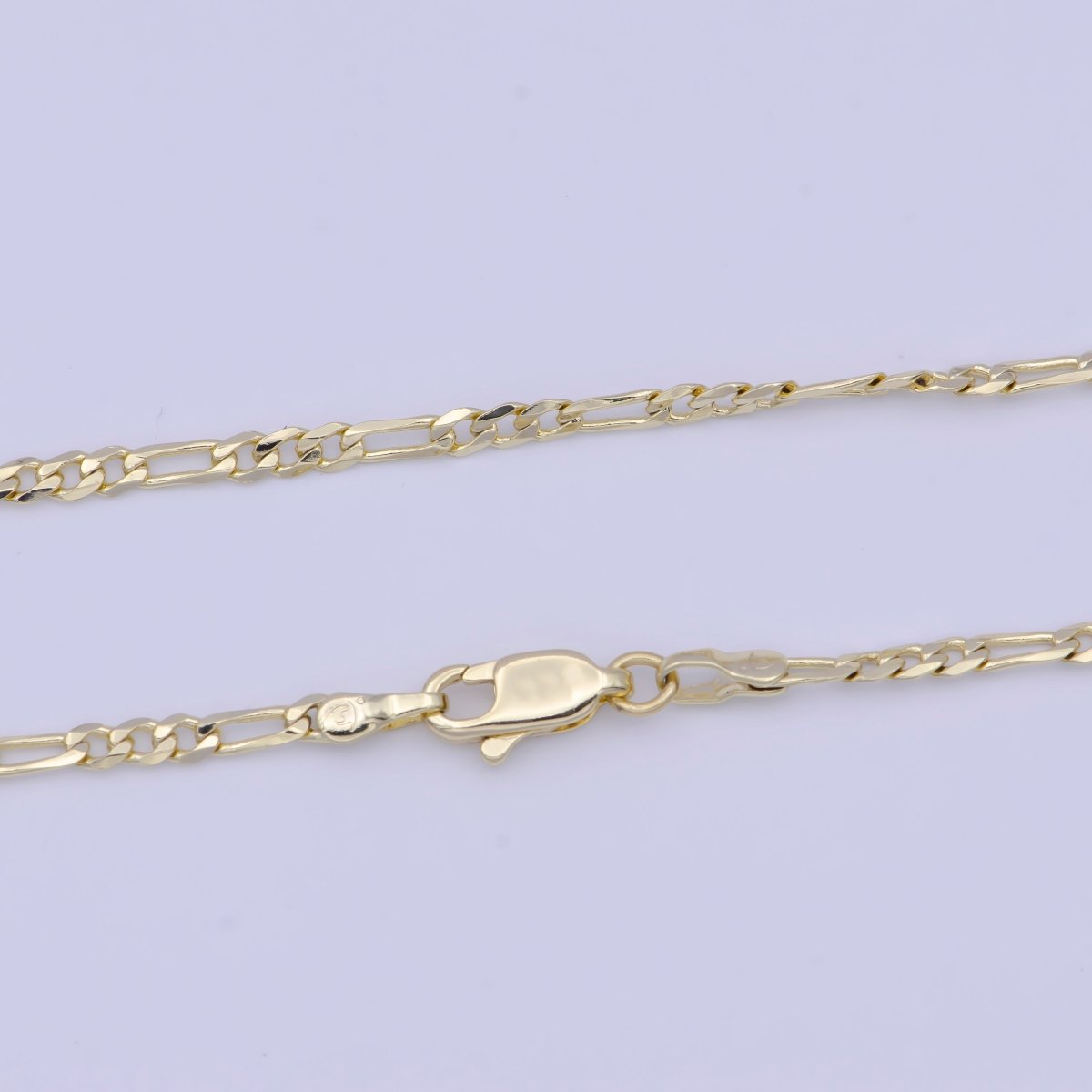14K Gold Filled Dainty Figaro Chain 17.5 inch Minimalist Necklace 2.5mm Width Ready to Wear | WA-1155 Clearance Pricing