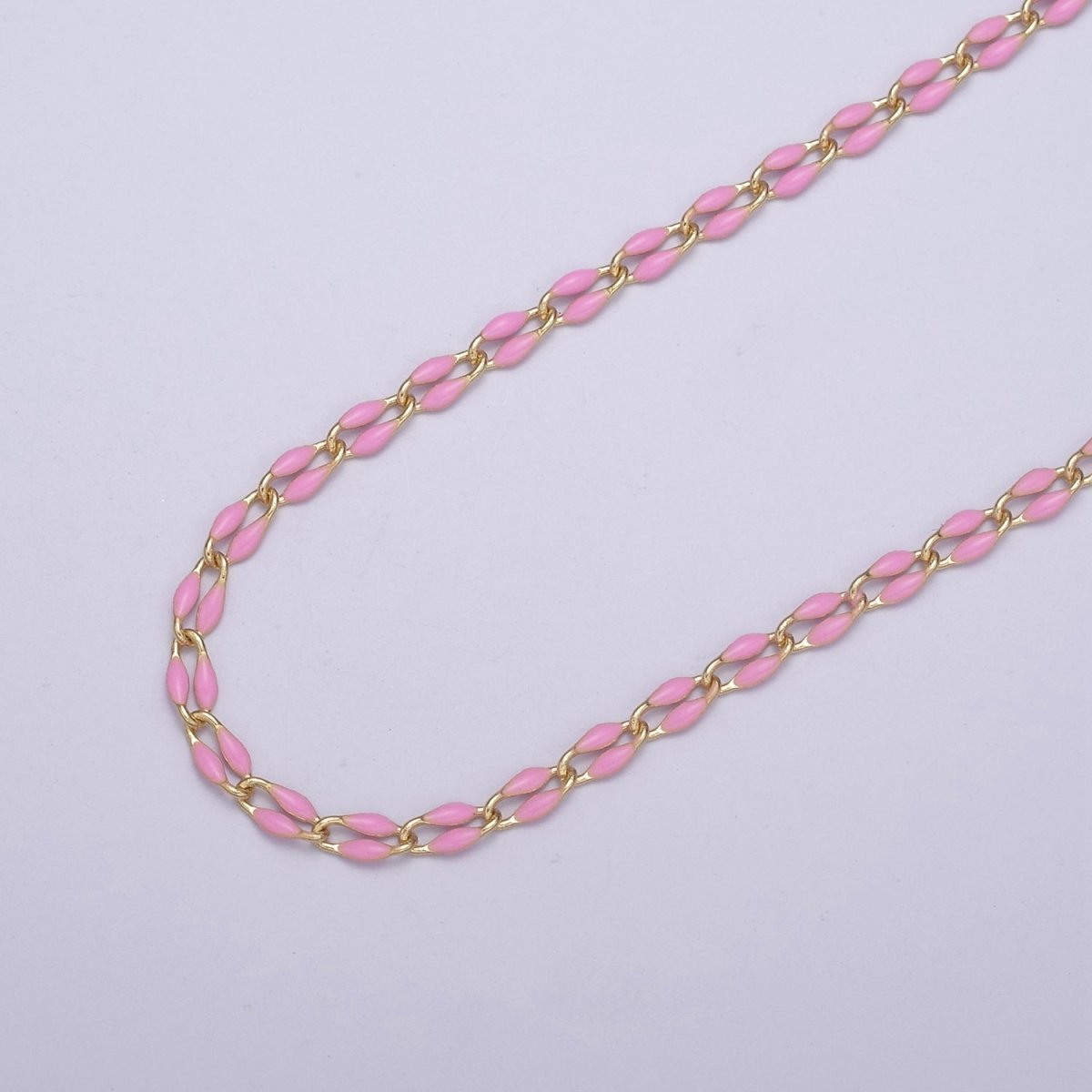 14k Gold Filled Dainty Gold Oval Cable Link Chain Neon Enamel Chain by Yard, Unfinished Chain For Jewelry Supply | ROLL-598 to ROLL-608 ROLL-1075 ROLL-1405