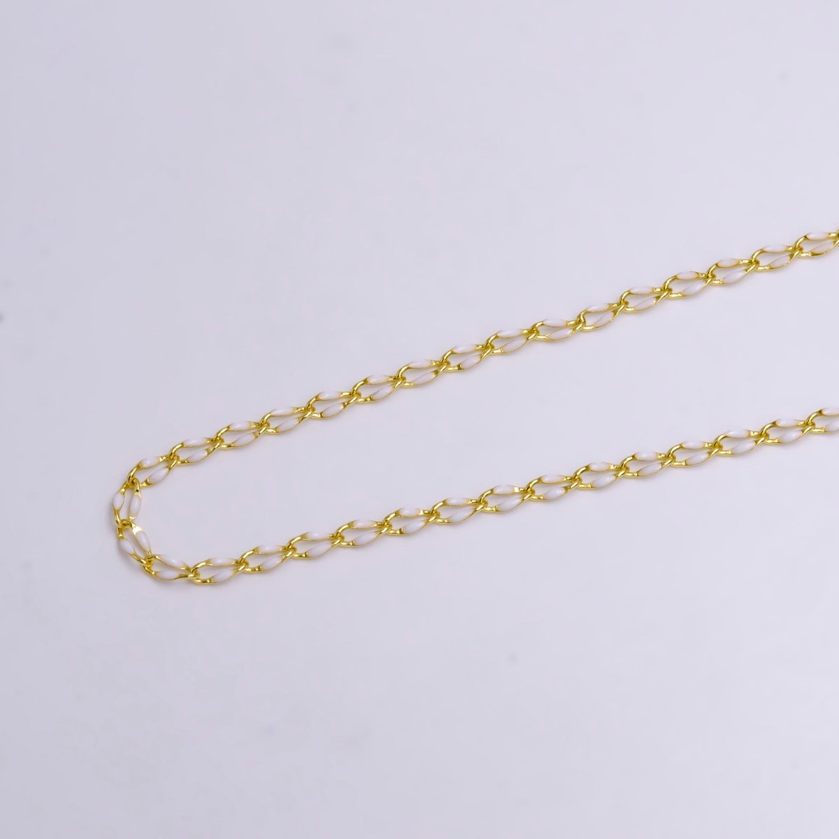 14k Gold Filled Dainty Gold Oval Cable Link Chain Neon Enamel Chain by Yard, Unfinished Chain For Jewelry Supply | ROLL-598 to ROLL-608 ROLL-1075 ROLL-1405