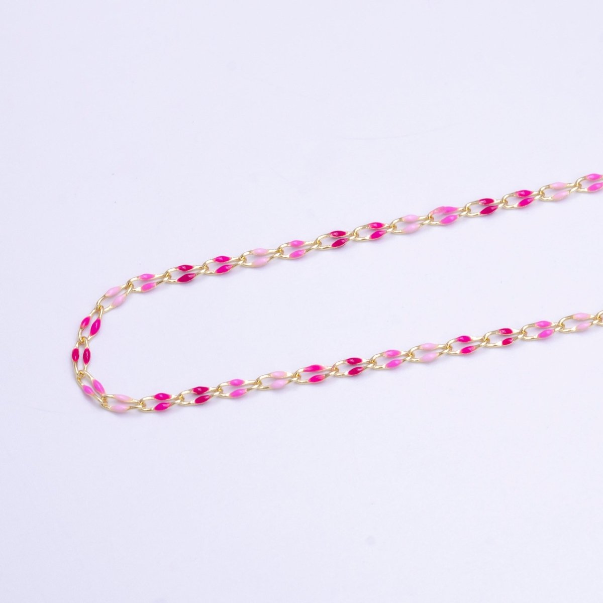 14k Gold Filled Dainty Gold Oval Cable Link Chain Neon Enamel Chain by Yard, Unfinished Chain For Jewelry Supply | ROLL-598 to ROLL-608 ROLL-1075 ROLL-1405